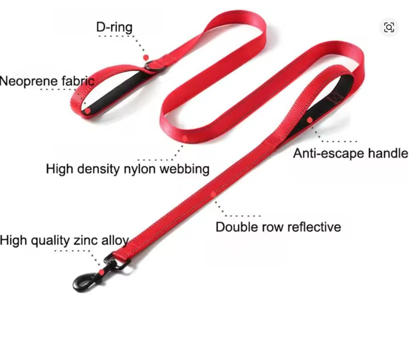 6FT Heavy Duty Dog Leash – Double Handle Reflective Training Lead for Large & Medium Dogs