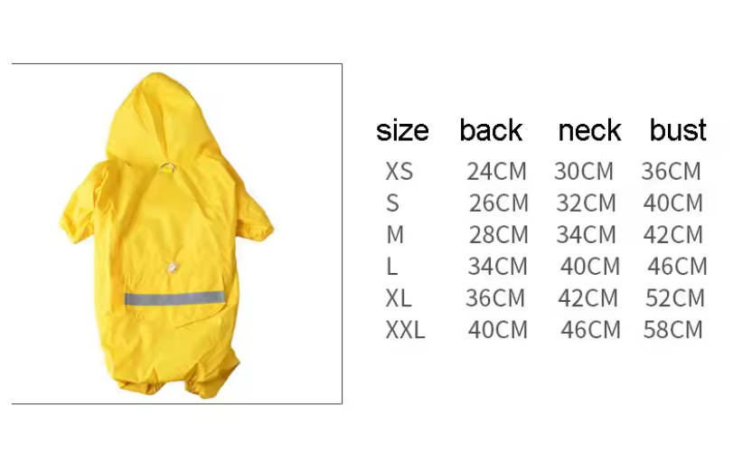 Reflective Waterproof Dog Raincoat – Hooded Rain Jacket for Dogs & Cats