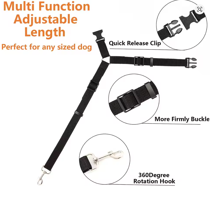 Adjustable Pet Car Seat Belt Leash – Safety Travel Harness Strap for Dogs & Cats