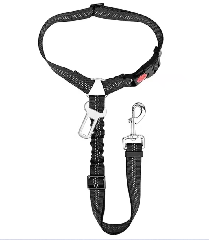 2-in-1 Dog Car Seat Belt Headrest Restraint – Adjustable Reflective Safety Tether