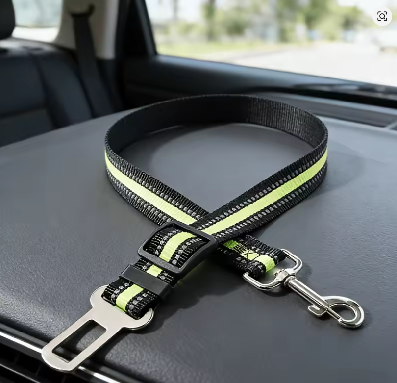 Reflective Pet Car Seat Belt Leash – Adjustable Safety Travel Strap for Dogs & Cats