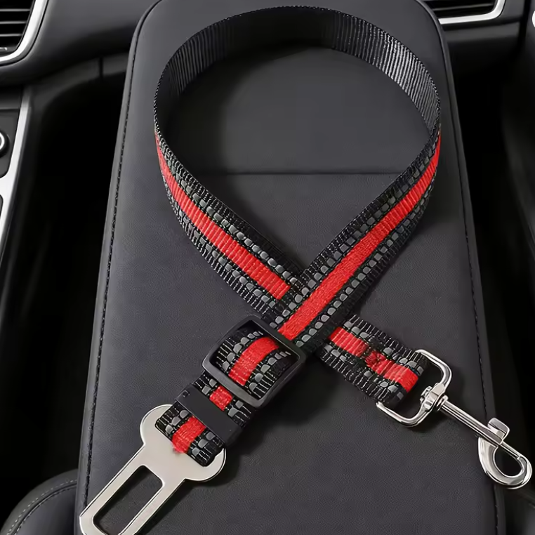 Reflective Pet Car Seat Belt Leash – Adjustable Safety Travel Strap for Dogs & Cats