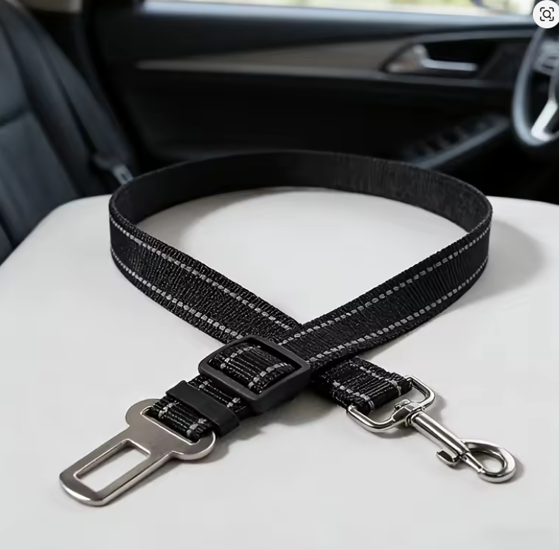 Reflective Pet Car Seat Belt Leash – Adjustable Safety Travel Strap for Dogs & Cats