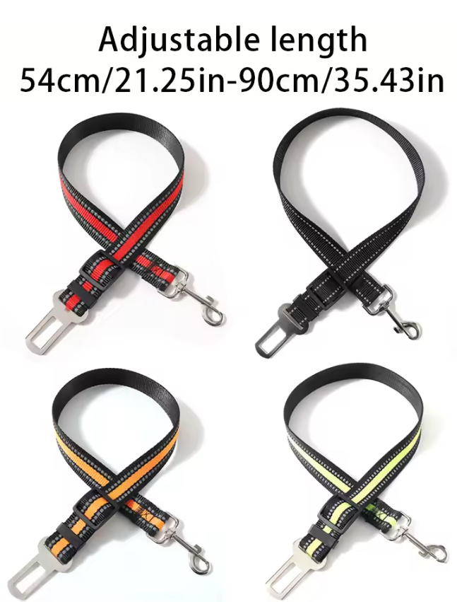 Reflective Pet Car Seat Belt Leash – Adjustable Safety Travel Strap for Dogs & Cats