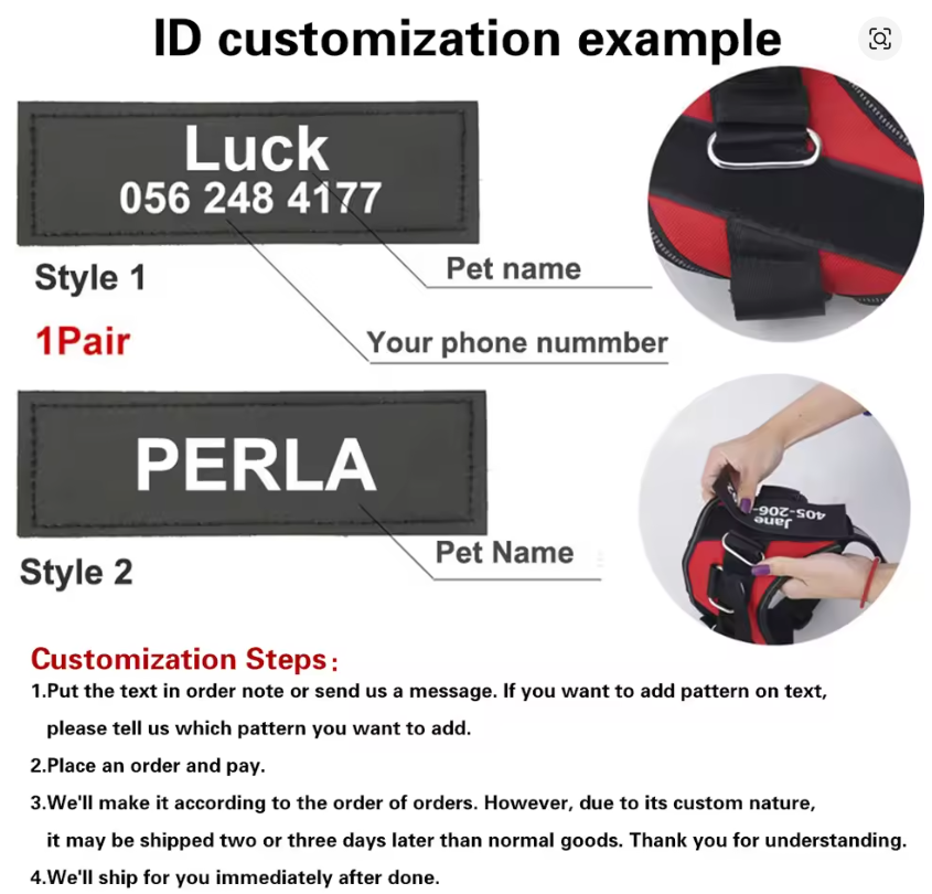 Personalized No-Pull Dog Harness – Reflective Adjustable Service Dog Vest with Custom Name Tag