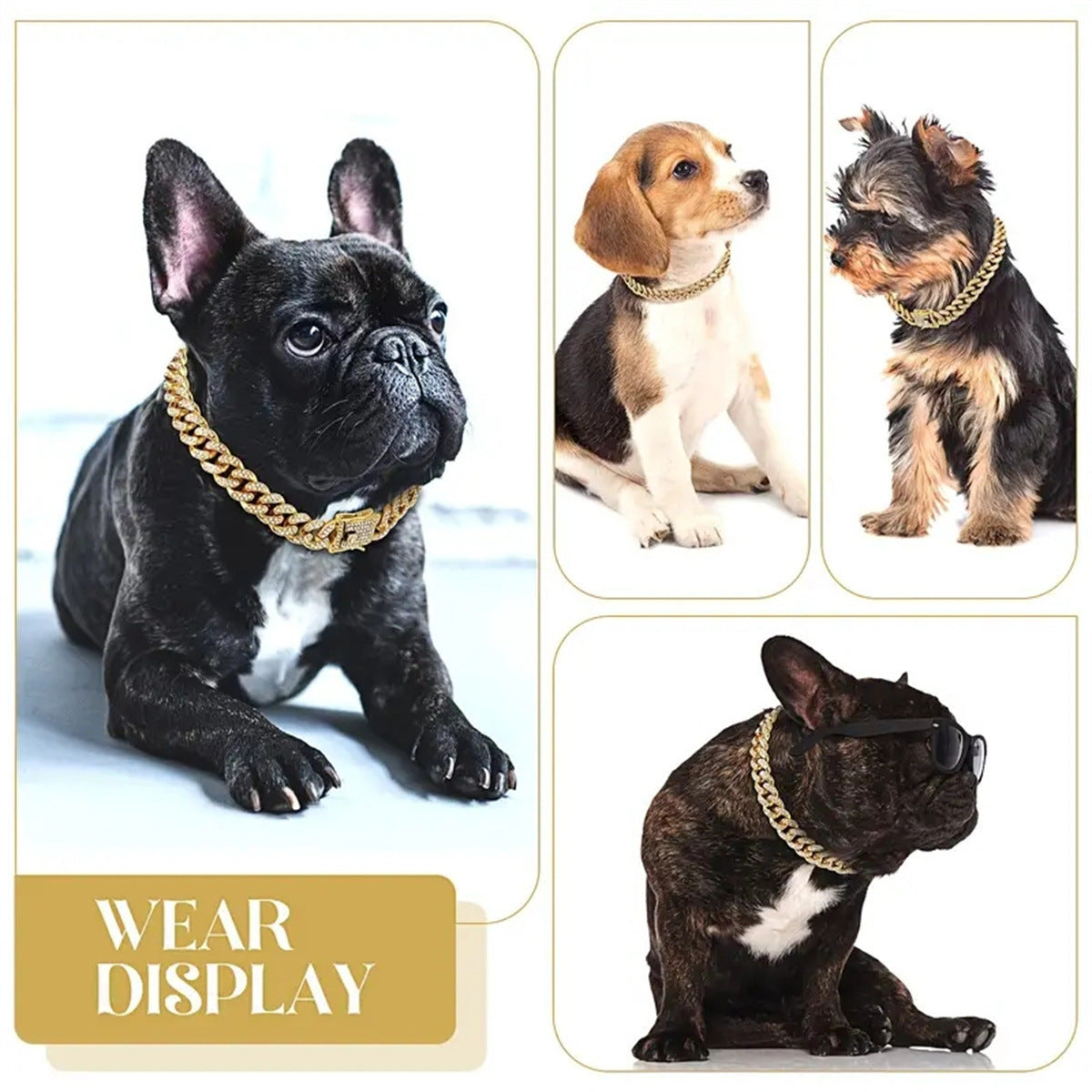 Hip-Hop Style Diamond Pet Collar with Lock Buckle