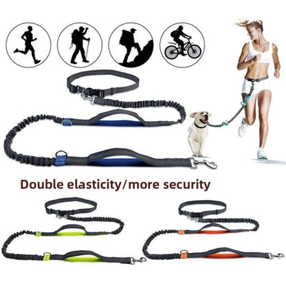 Retractable Hands-Free Dog Running Leash with Waist Belt