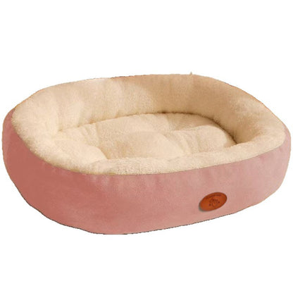 Oval Plush Pet Bed with Waterproof Base