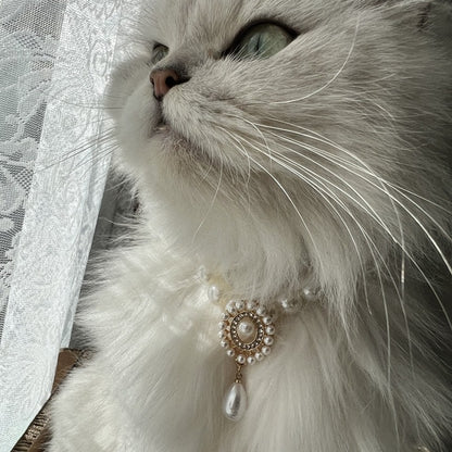 Pet Gemstone Pearl Collar