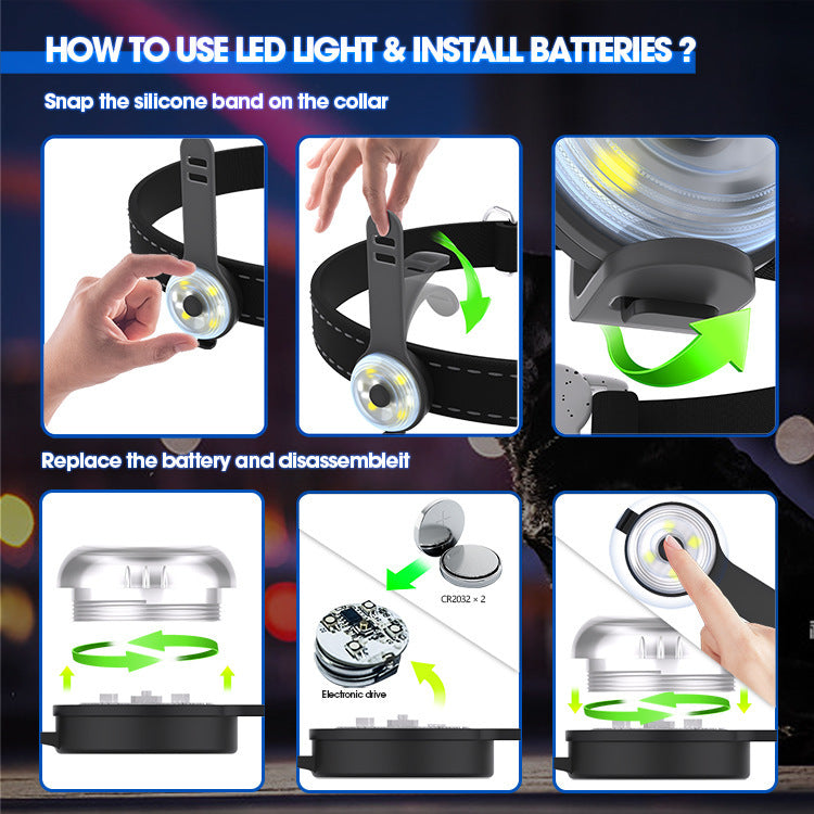 Adjustable LED Pet Safety Light with Multi-Color Modes
