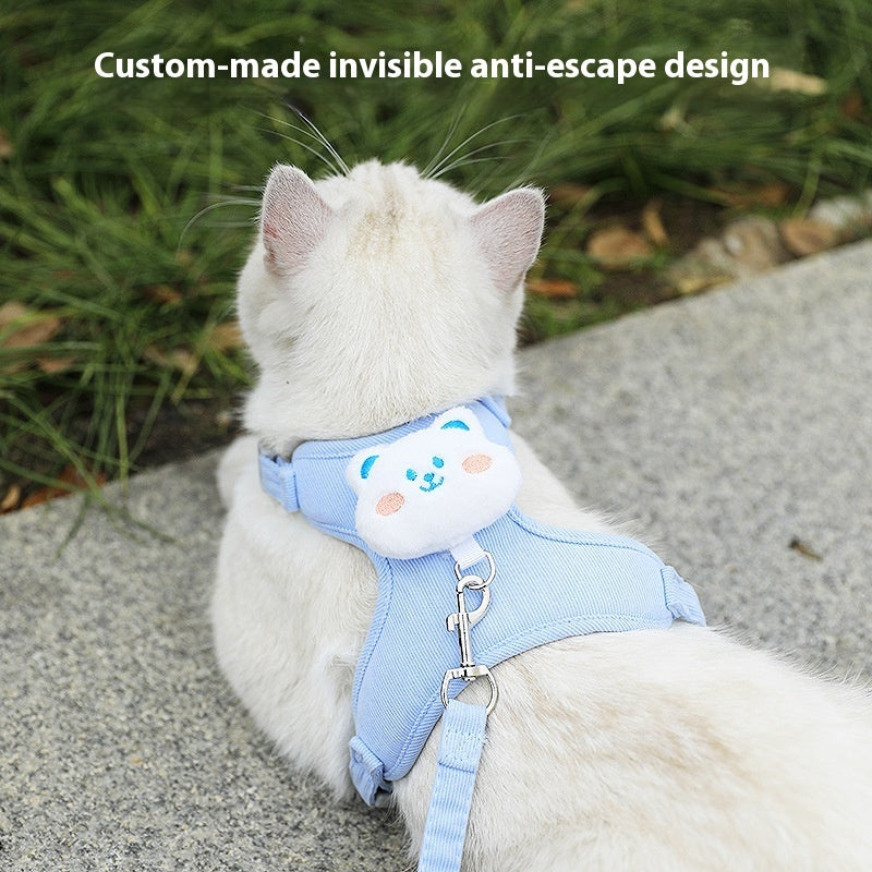 Cat Pulling Rope Adjustable Cat Walking Rope Cute Kittens Special For Going Out Chest Strap Small Dog Pet Supplies