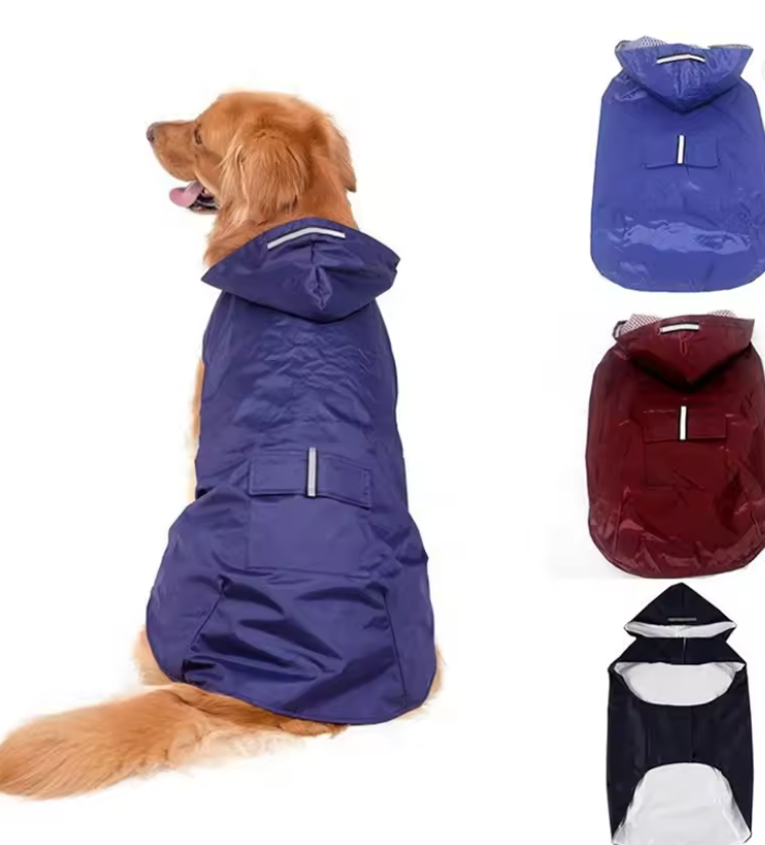 Waterproof Dog Raincoat Hoodie – Reflective Pet Rain Jacket Large Dogs