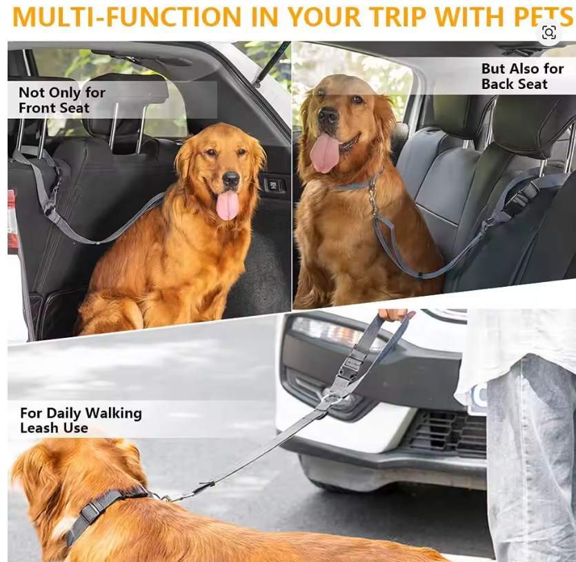 Adjustable Pet Car Seat Belt Leash – Safety Travel Harness Strap for Dogs & Cats