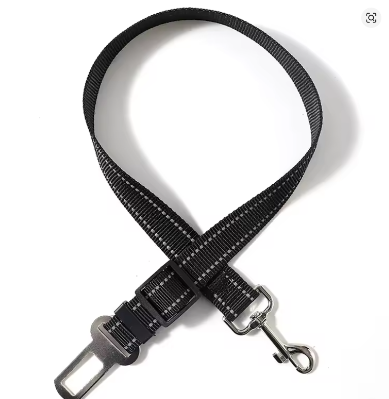 Reflective Pet Car Seat Belt Leash – Adjustable Safety Travel Strap for Dogs & Cats