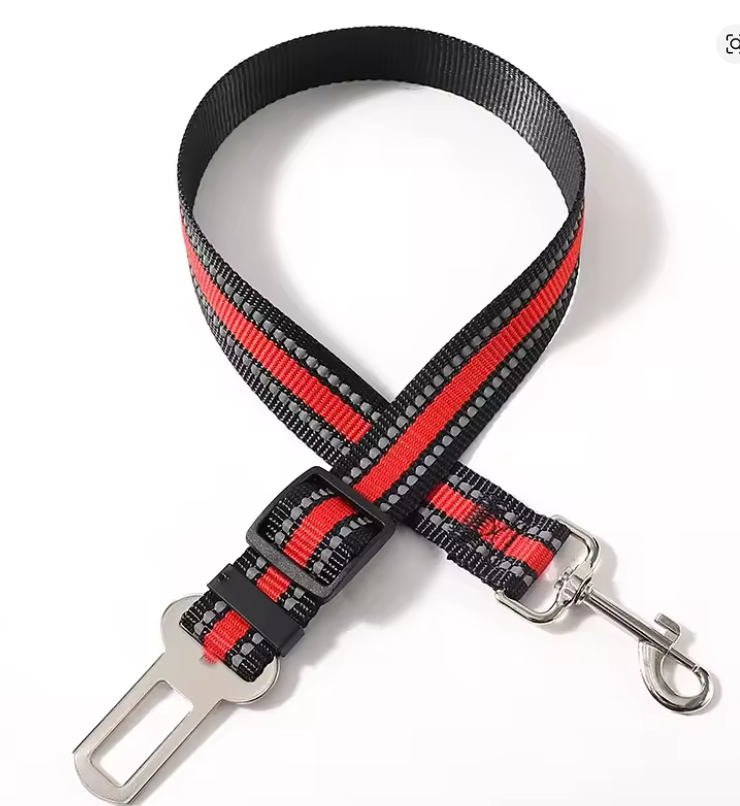 Reflective Pet Car Seat Belt Leash – Adjustable Safety Travel Strap for Dogs & Cats
