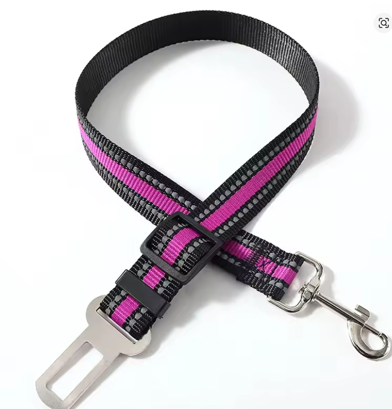Reflective Pet Car Seat Belt Leash – Adjustable Safety Travel Strap for Dogs & Cats