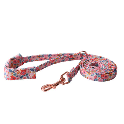 Floral Pet Dog Collar with Bow and Leash Set