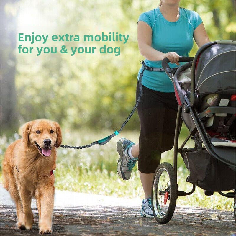 Retractable Hands-Free Dog Running Leash with Waist Belt