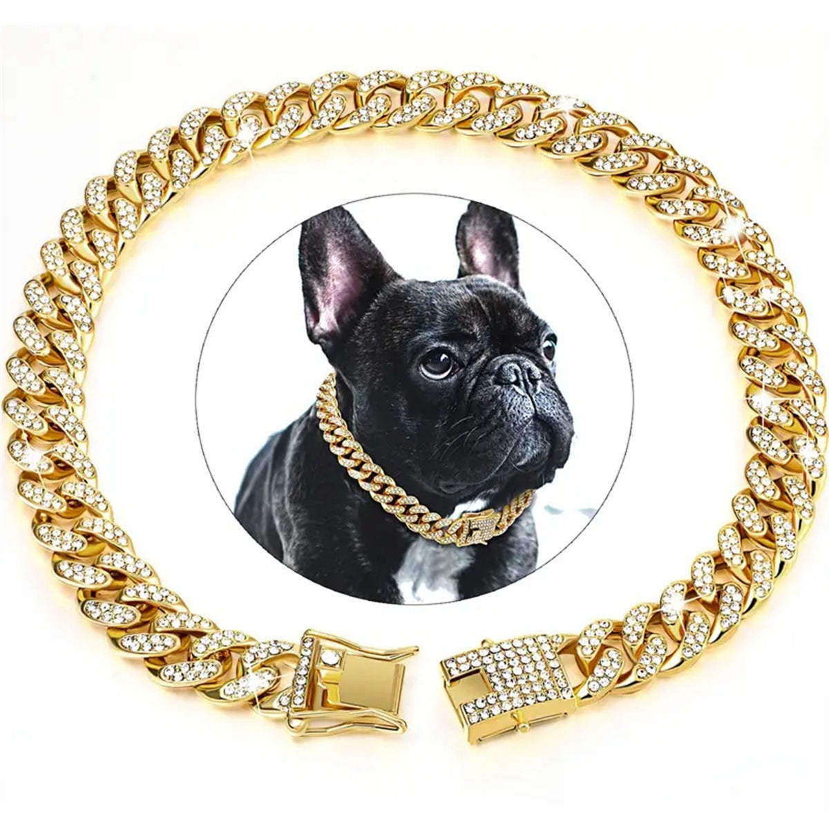 Hip-Hop Style Diamond Pet Collar with Lock Buckle