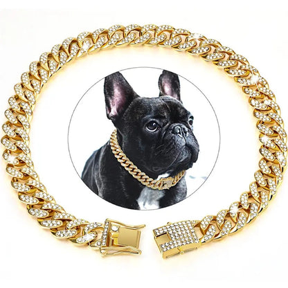 Hip-Hop Style Diamond Pet Collar with Lock Buckle